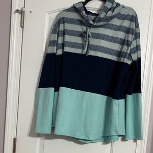 Men's Striped Hoodie Sweater in Blue and Gray